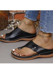Black Open Toe Falt Flip Flops