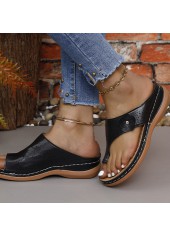 Black Open Toe Falt Flip Flops