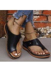 Black Open Toe Falt Flip Flops