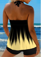 Tie Back Ombre Surplice Light Yellow Tankini Top-No Bottom
