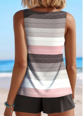 Multi Stripe Print Cut Out Tankini Set
