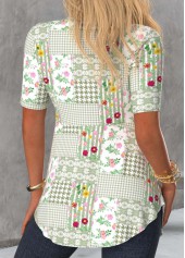 Floral Print Sage Green Fake Two Piece Twinset