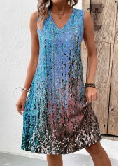 Ombre Lightweight Sky Blue A Line Sleeveless Dress