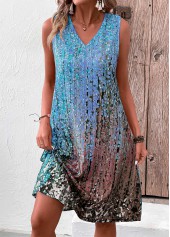 Ombre Lightweight Sky Blue A Line Sleeveless Dress