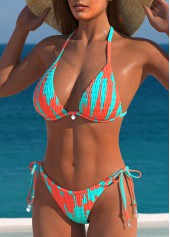Tie Back Smocked Cyan Bikini Set