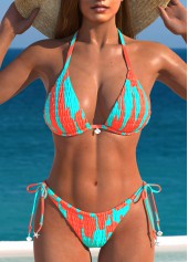 Tie Back Smocked Cyan Bikini Set