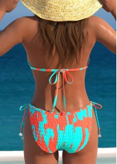 Tie Back Smocked Cyan Bikini Set