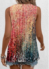 Ombre Cut Out Multi Color Sleeveless Tank Top