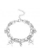 Layered Chain Silvery White Butterfly Alloy Anklet