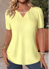 Pearl Light Yellow Short Sleeve Round Neck T Shirt