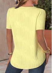 Pearl Light Yellow Short Sleeve Round Neck T Shirt