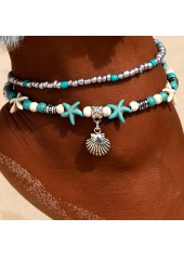 Layered Mint Green Shell Alloy Anklet