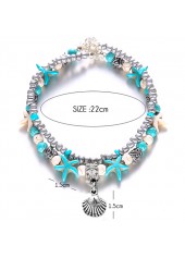 Layered Mint Green Shell Alloy Anklet