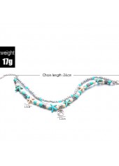 Mint Green Starfish Layered Alloy Anklets