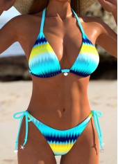Ombre Tie Back Cyan Bikini Set