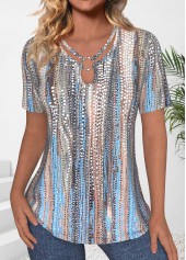 Polka Dot Circular Ring Neon Blue T Shirt