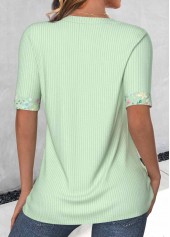 Floral Print Light Green Fake Two Piece Twinset