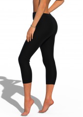 Stretchy Material High Waisted Black Swimming Pants