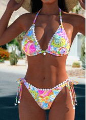 Geometric Print Patchwork Multi Color Bikini Set