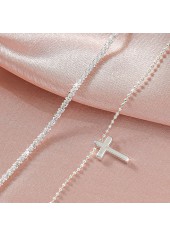 Silvery White Alloy Cross Anklets Set