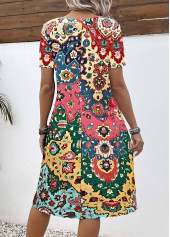 Tribal Print Breathable Rainbow Color A Line Dress