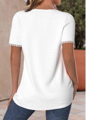 Patchwork White Short Sleeve Round Neck T Shirt