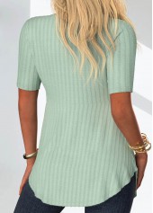 Lace Sage Green Short Sleeve Fake Two Piece Twinset