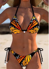 Butterfly Print Tie Orange Bikini Set