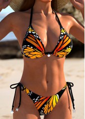 Butterfly Print Tie Orange Bikini Set
