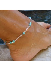 Mint Green Beaded Turquoise Alloy Anklet