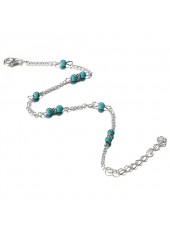 Mint Green Beaded Turquoise Alloy Anklet