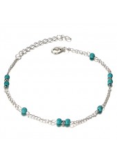 Mint Green Beaded Turquoise Alloy Anklet