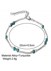 Mint Green Beaded Turquoise Alloy Anklet