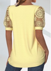 Tuck Stitch Light Yellow Short Sleeve T Shirt