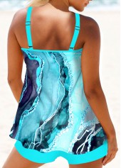 Marble Print Circular Ring Mint Green Tankini Set