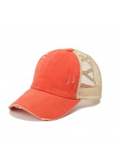 Mesh Patchwork Design Orange Baseball Cap