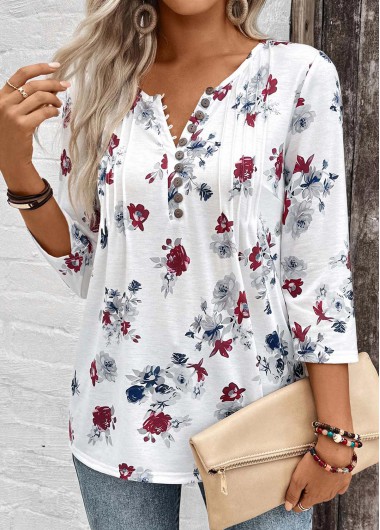 White Plus Size Tuck Stitch Blouse 37$