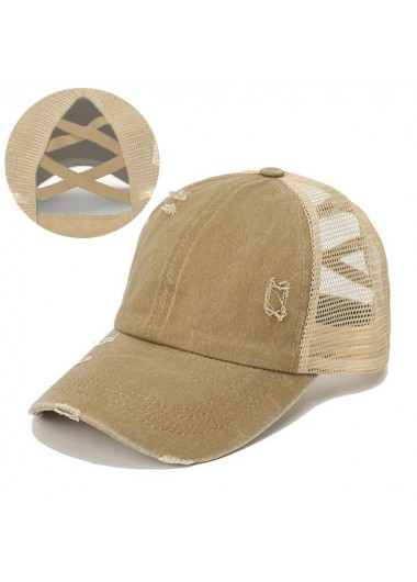 Mesh Patchwork Light Camel Baseball Cap