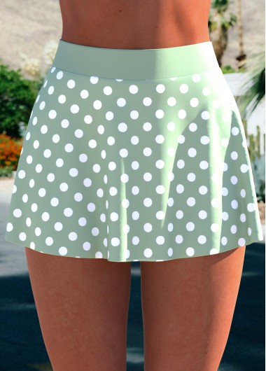 Sage Green High Waisted Polka Dot Swim Skirt