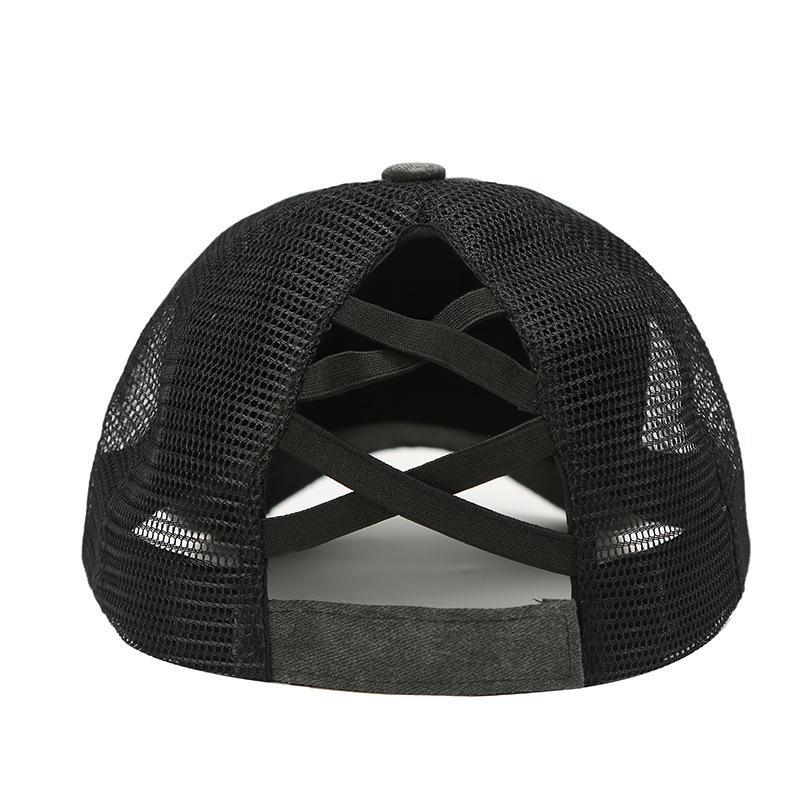 Mesh Patchwork Design Black Baseball Cap