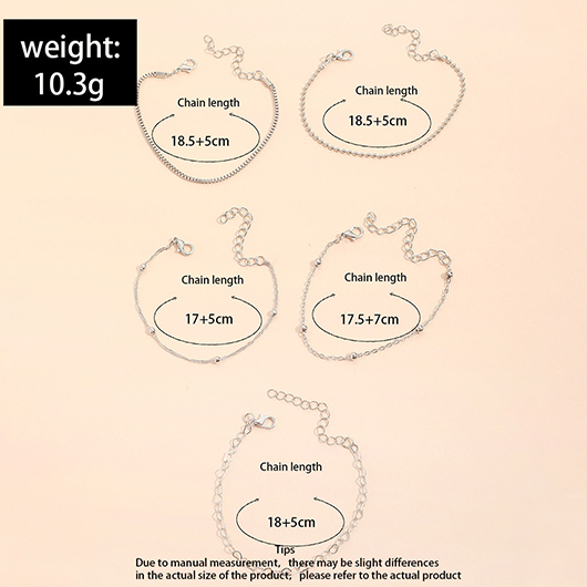 Silver Color Round Alloy Detail Bracelets