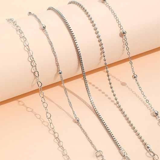 Silver Color Round Alloy Detail Bracelets