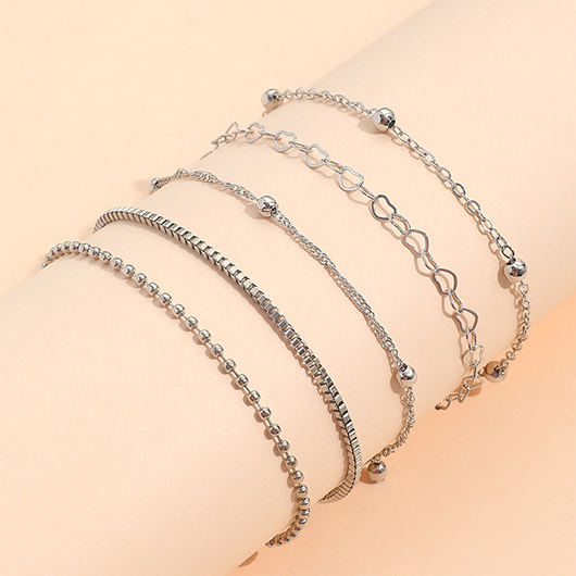 Silver Color Round Alloy Detail Bracelets