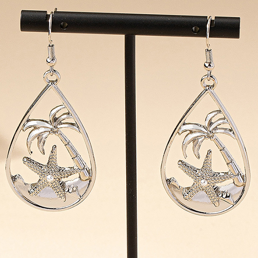 Waterdrop Silvery White Star Alloy Earrings