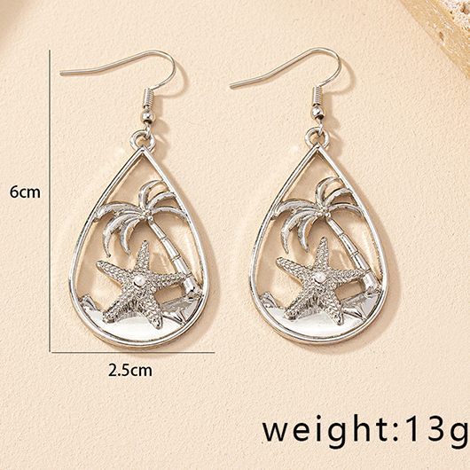 Waterdrop Silvery White Star Alloy Earrings
