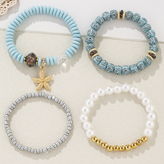Starfish Detail Light Blue Bracelet Set