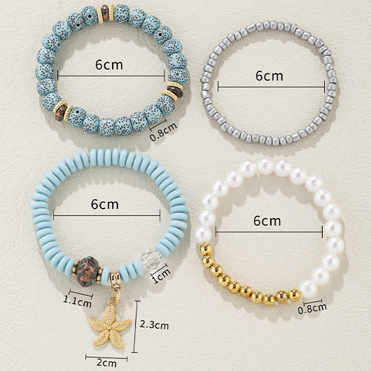 Starfish Detail Light Blue Bracelet Set