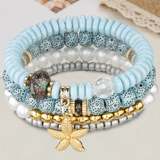Starfish Detail Light Blue Bracelet Set