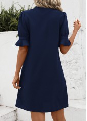 Navy H Shape Half Sleeve Split Dress