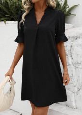 Black H Shape Half Sleeve Split Dress